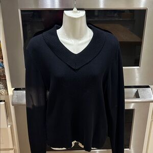 INC international concepts size large classic black rayon/nylon/spandex sweater.